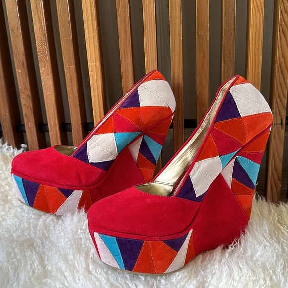 Funky Multi-color Wedge Platform sz.10 - Picture 2 of 3